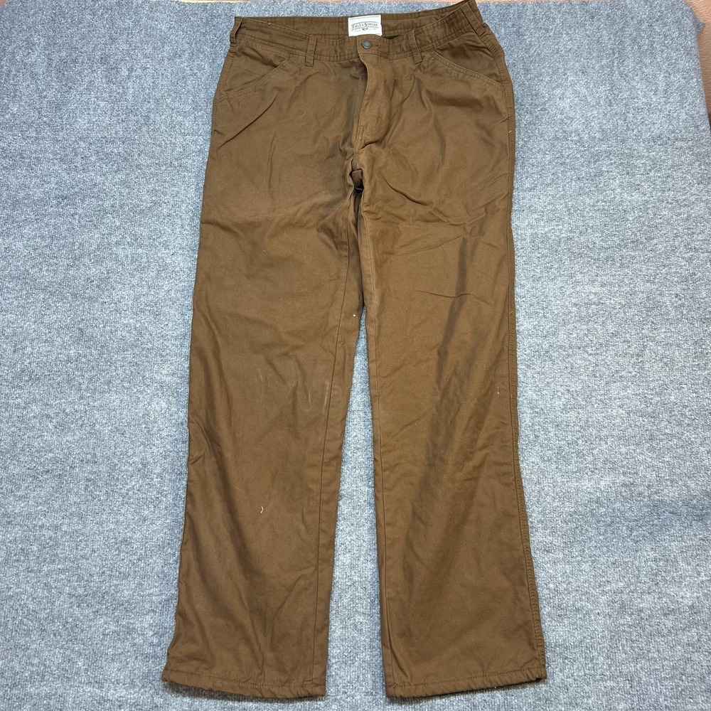 Field & Stream Pants Mens 34x32 Brown Canvas Fleece Lined Thermal Workwear